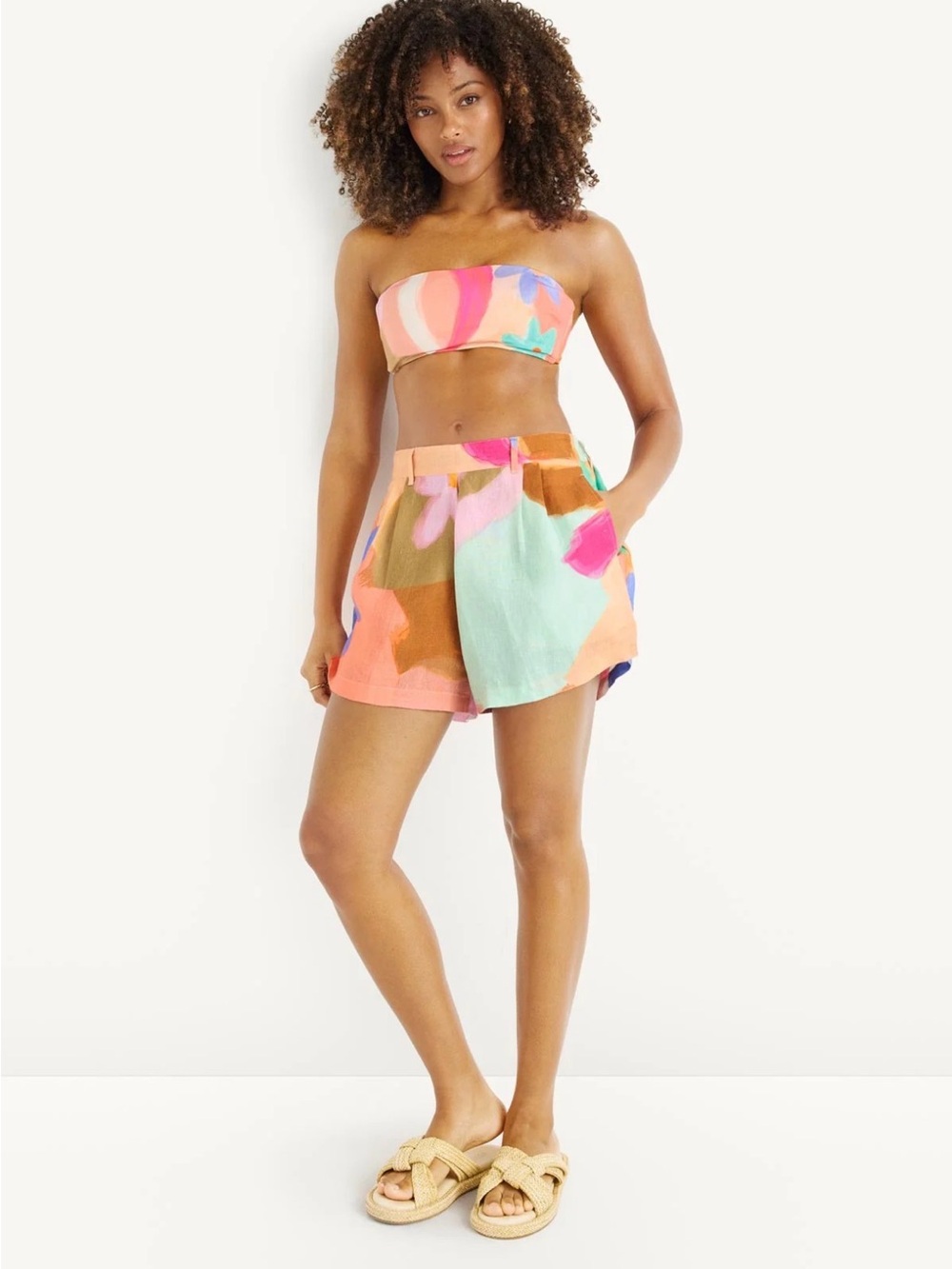 Vitamin A - The Getaway Short - In Bloom Colorblock EcoLinen - size Medium, NWT